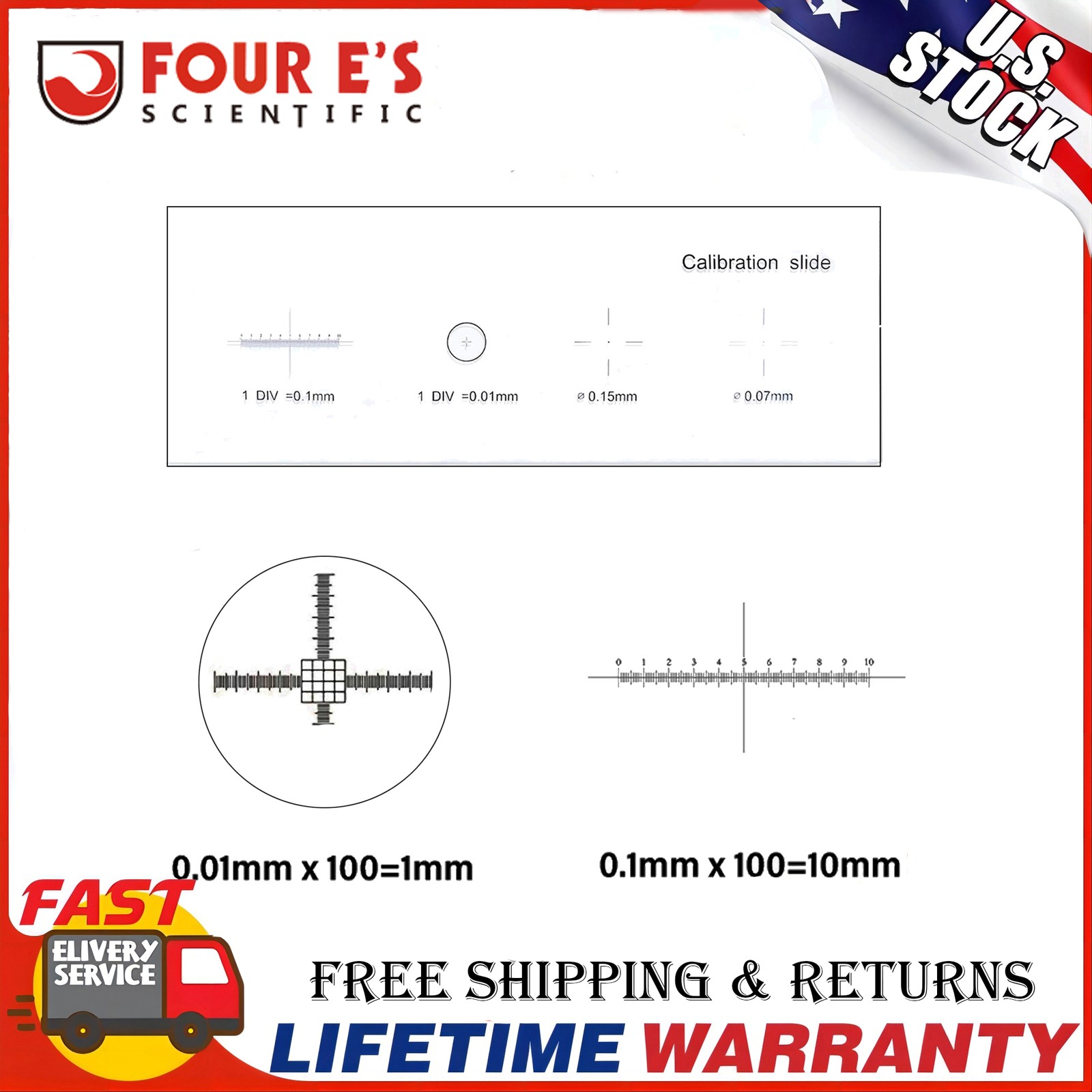 Microscope Stage Calibration Micrometer Slide USB Camera 0.01mm measuring ruler