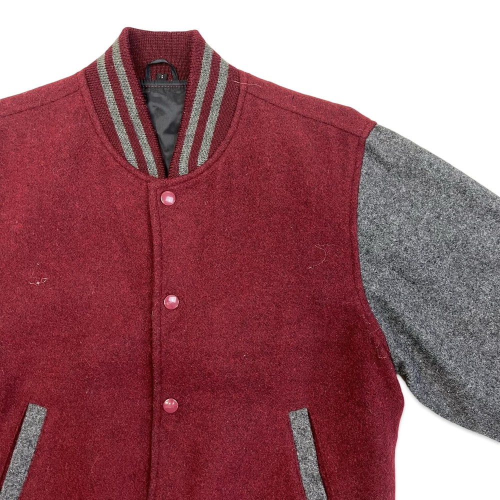 Vintage Red & Grey Wool Varsity Jacket Small