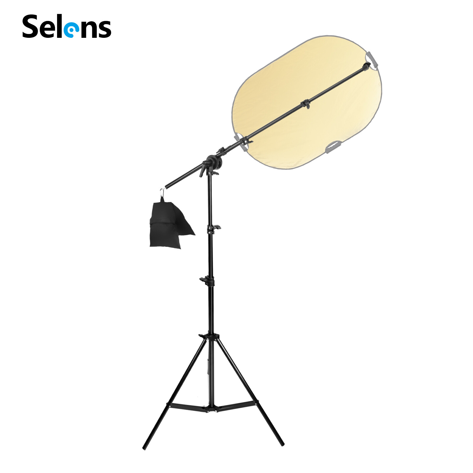 Selens 6.5FT Light Stand Photo Studio Reflector Holder Boom Arm + Sand Bag