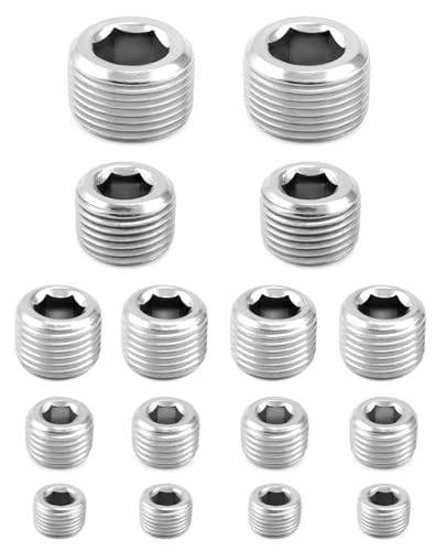 304 Stainless Steel Pipe Fitting Kit Hex Countersunk Plug Assortment Set with