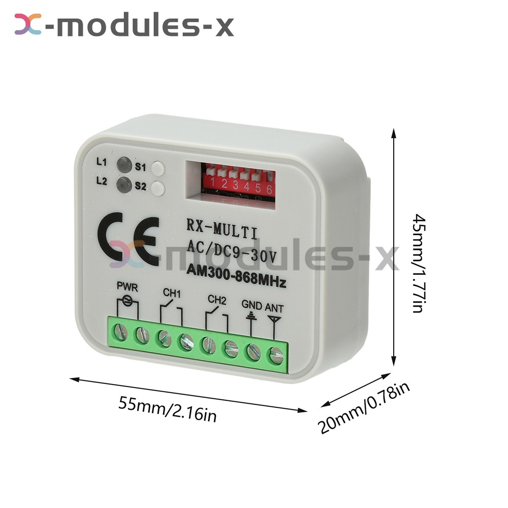 Universal 300-868MHz Multi-Frequency Receiver Switch Controller AC/DC On/Off