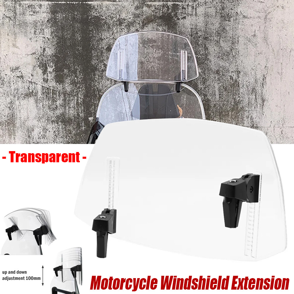 Clear Motorcycle Adjustable Clip On Windshield Extension Spoiler Wind Deflector