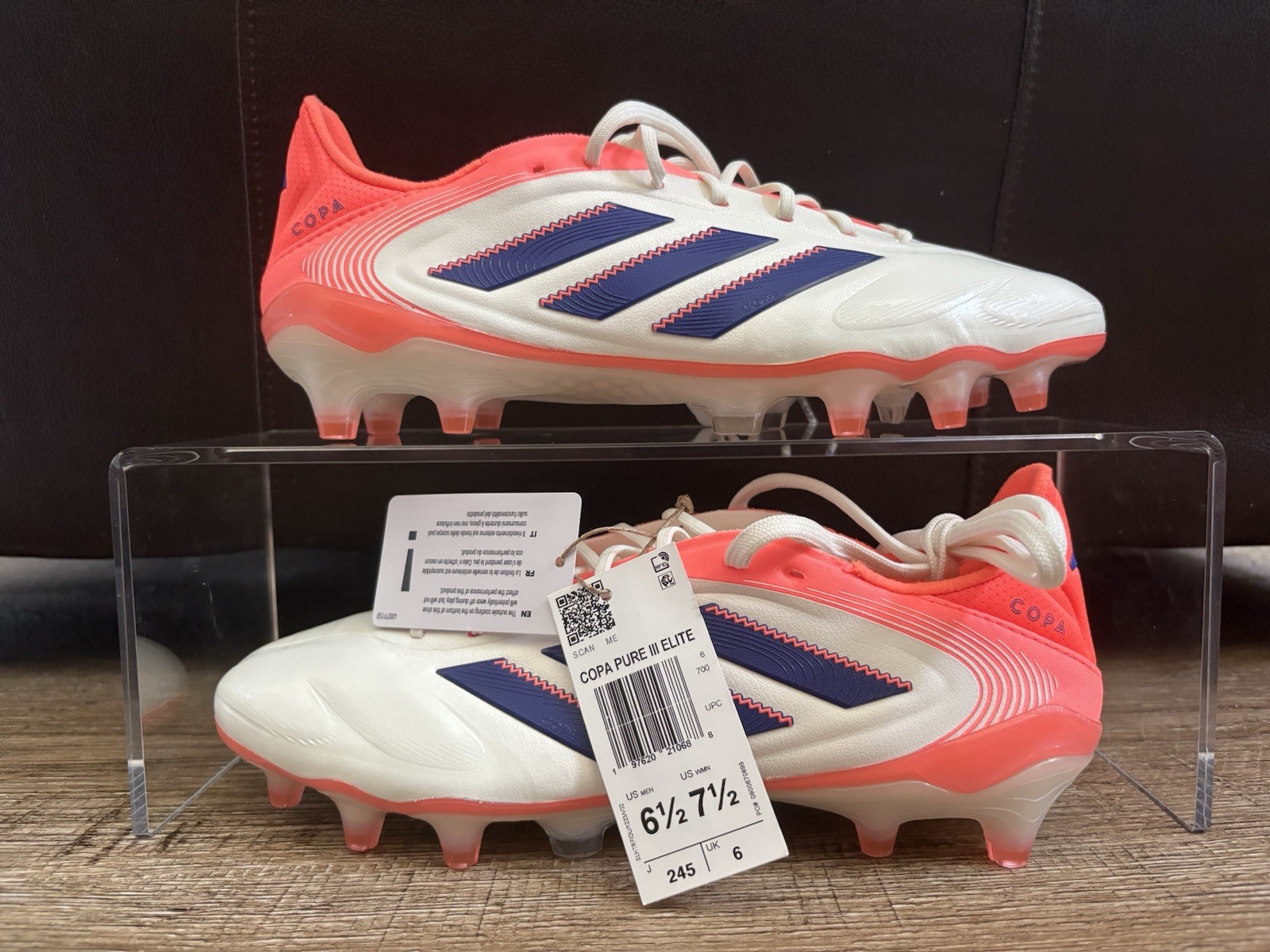 Adidas Copa Pure 3 Elite Soccer Cleat White Blue Men’s Sz 6.5 JH8728