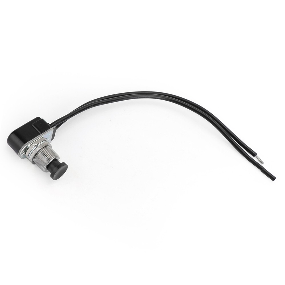 1pc Normally Open Momentary Self-resetting Push Button Reset Switch w/Wire Black