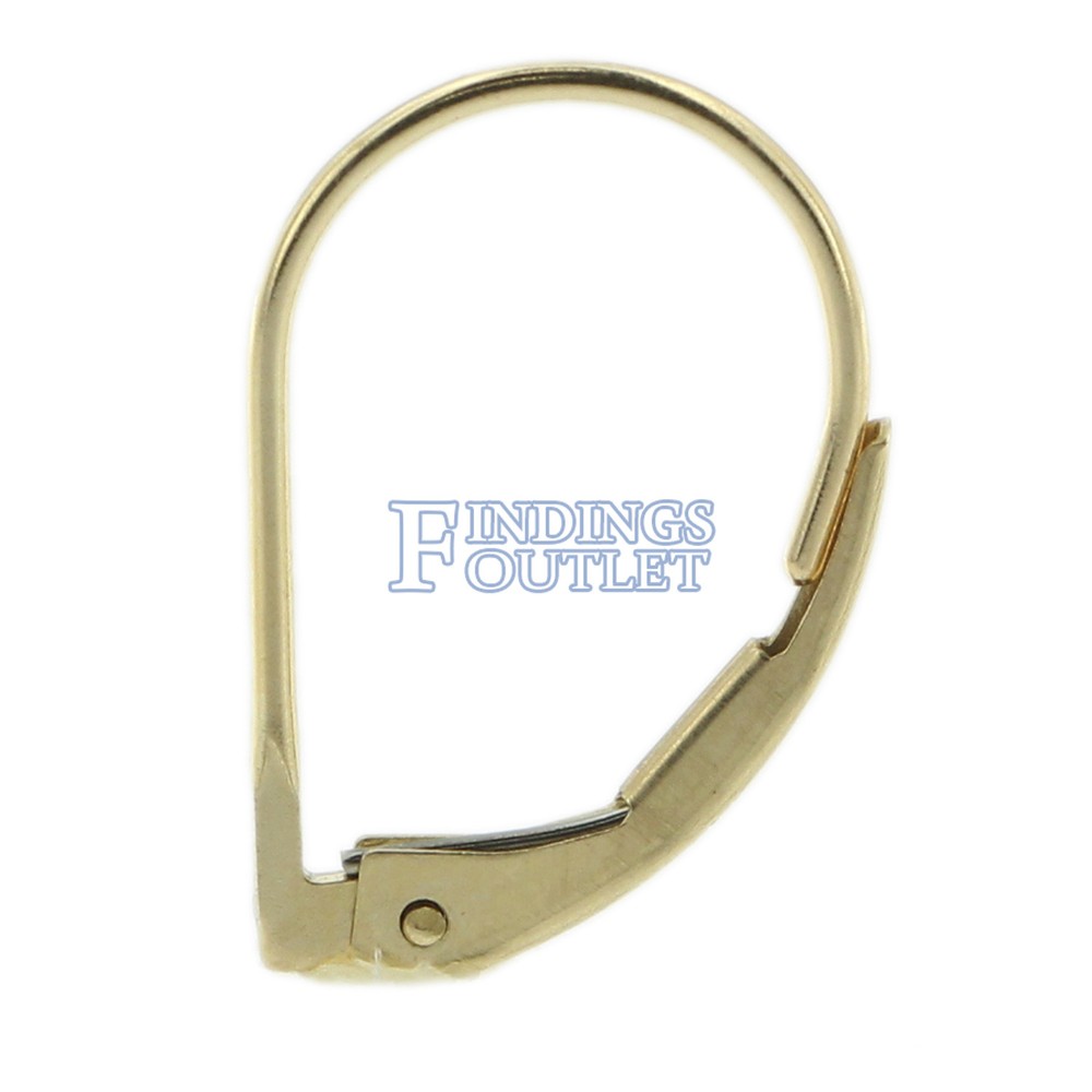 14k Yellow Gold Leverback Earring Mounting Dangling Setting Standard Plain Style