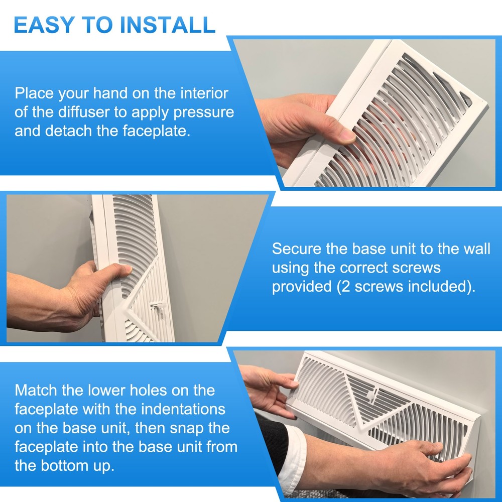 Skirting Board Register, 15 Inch Grid for White Floor Diffuser