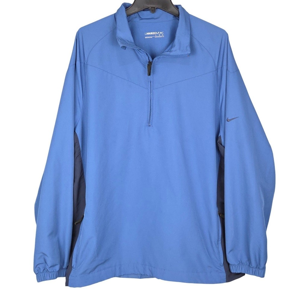 Nike Golf Windbreaker Mens Large Blue Pullover Jacket Quarter Zip Athletic