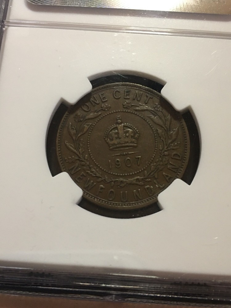 1907 NGC Graded Newfoundland Large 1¢ **EF-40** Cert# 010
