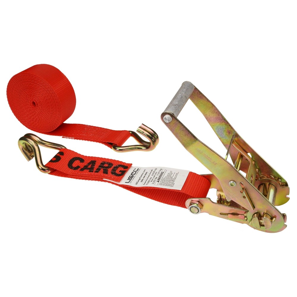 USCC 2" X 24' Ratchet Strap w/Wire Hook - Red