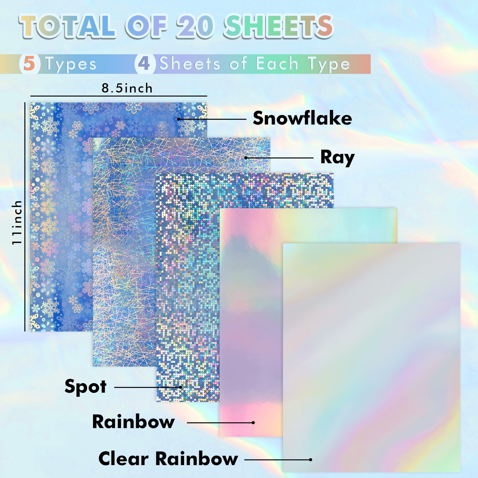 20-100 Mixed Koala Holographic Vinyl Sticker Paper for Inkjet + Laser Waterproof