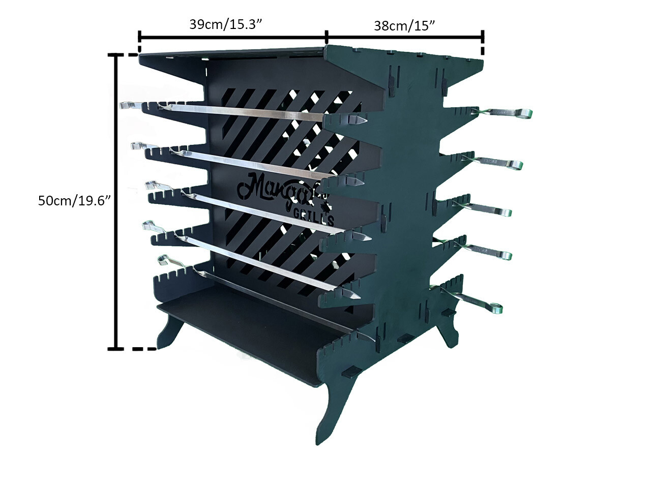 Vertical Charcoal Grill Kebab BBQ Portable Mangal 10 FREE Skewers Heavy Duty 4mm