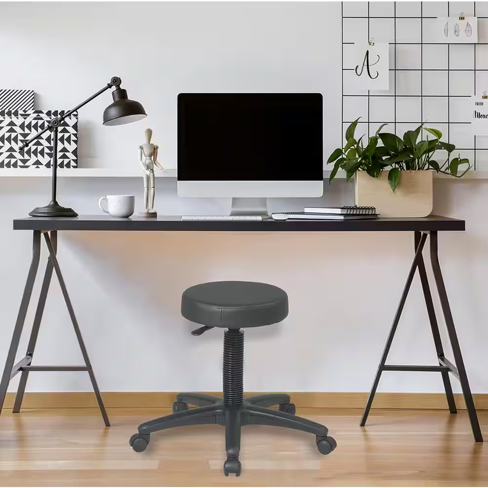 Pneumatic Backless Black Drafting Stool