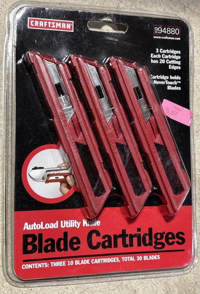 Craftsman Nos Auto Loading Utility Knife 94850 & Extra Cartridges