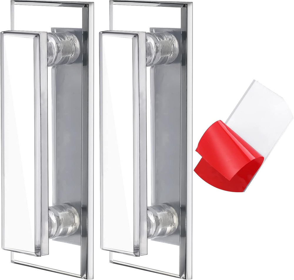 2 Pcs Mirror Closet Door Pulls Handle Adhesive Self Stick Acrylic Drawer Handle