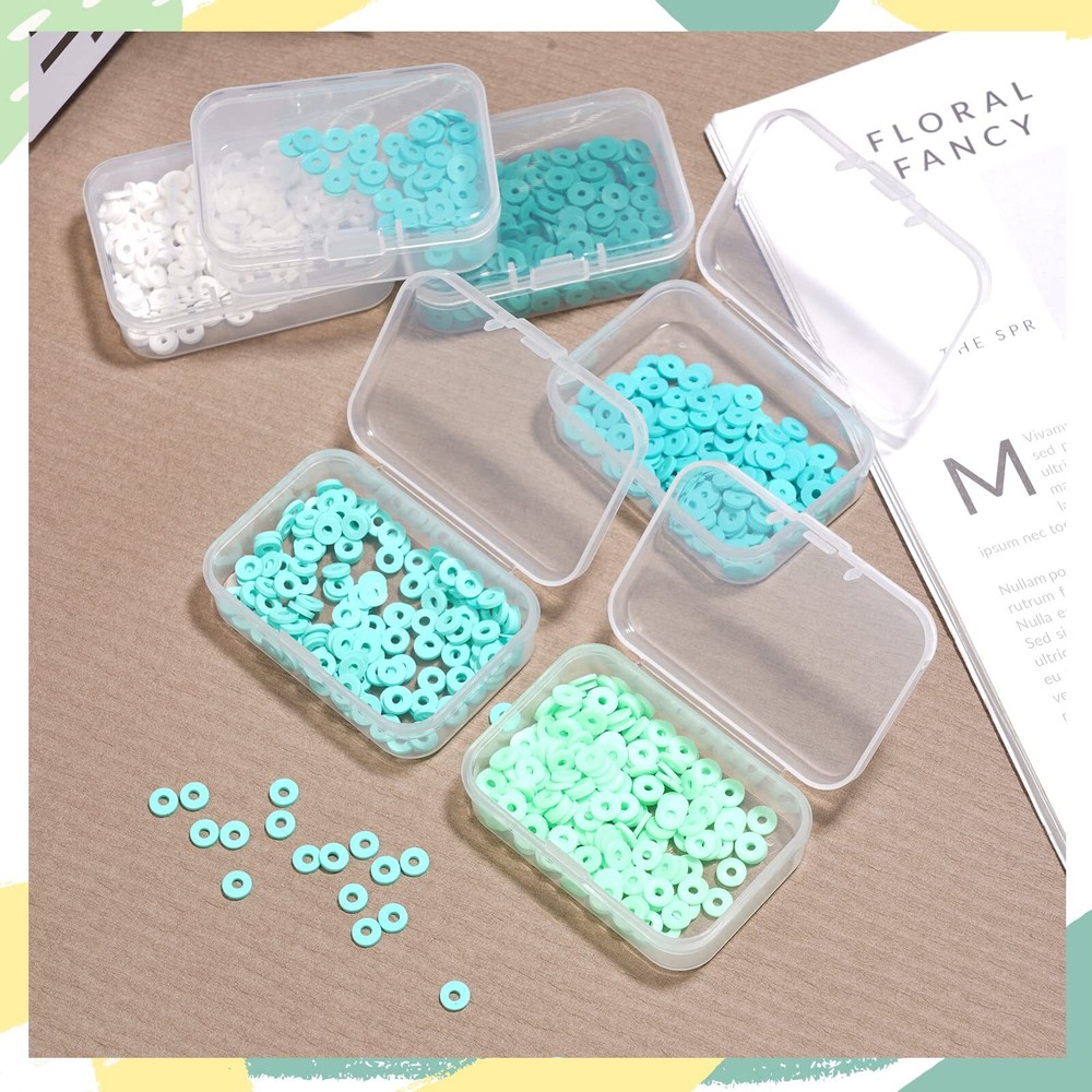 6 Pack Small Plastic Bead Organizer Rectangle Containers with Lids, 2.6x1.8 Inch