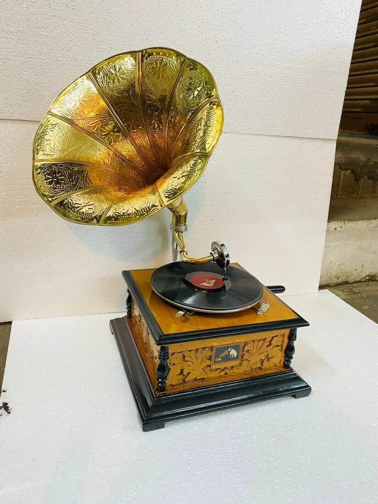 Authentique Gramophone Fully Working Phonograph, win-up record player Gramophone
