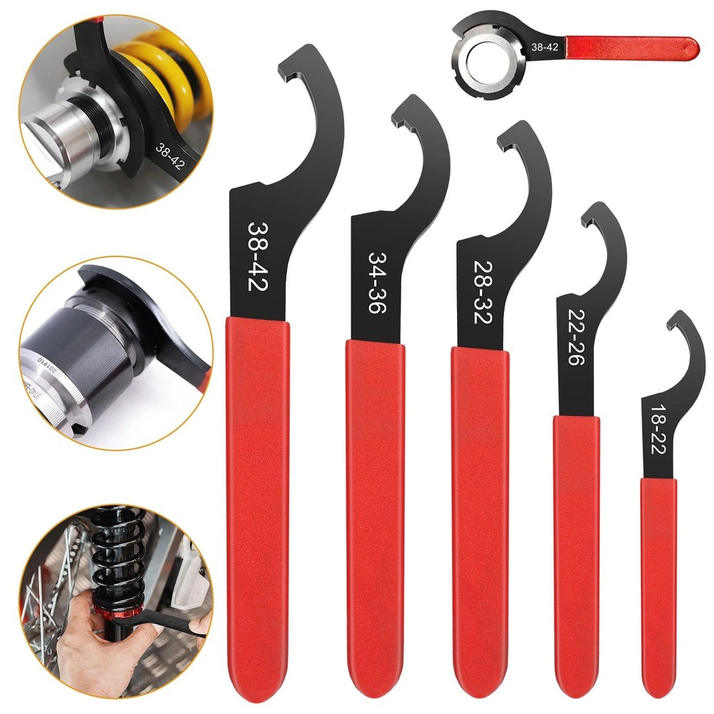 5Pcs Coilover Spanner Wrench Set, C-Shape Shock Spanner Hook Wrench Tools, for S