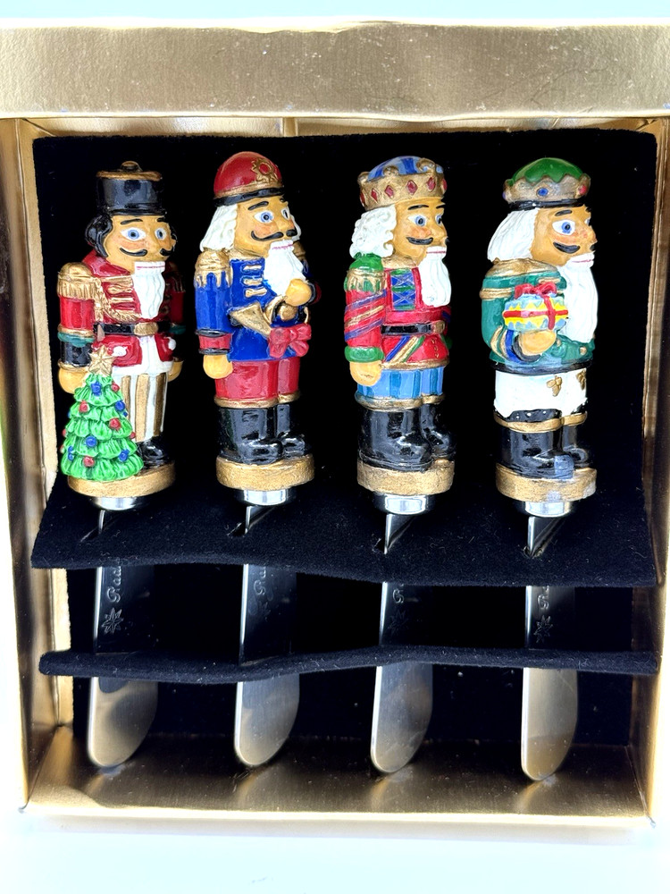 Christopher Radko Nutcracker Theme Pate/Cheese 4 Knives/Spreader In Original Box