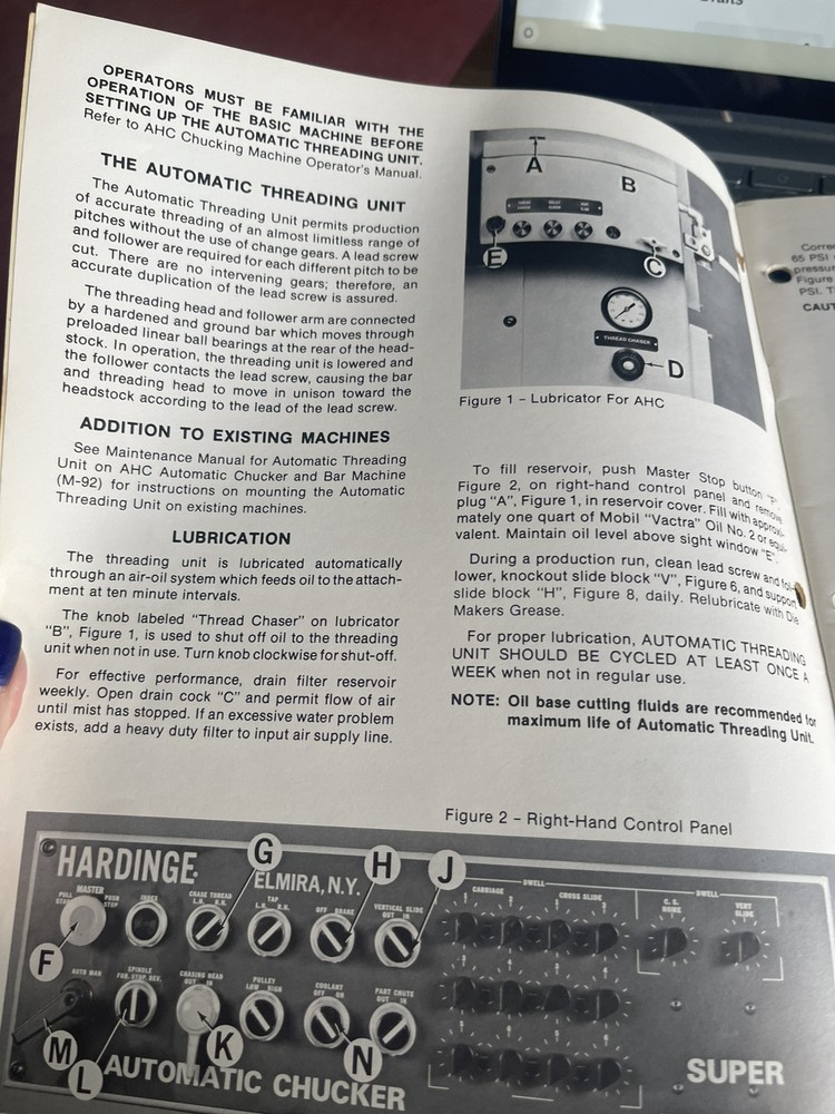 Hardinge Operator's Manual for Automatic Threading Unit on Hardinge AHC