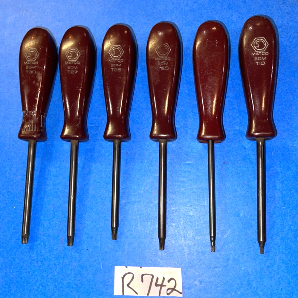 MATCO TOOLS 6 PIECE TORX SCREWDRIVER SET MAROON HANDLES