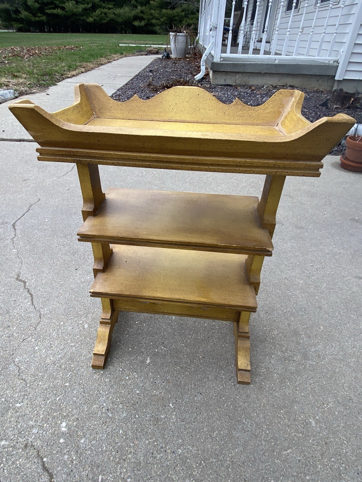 Tell City Chair Company Solid Hard Rock Maple Antique Yellow 3 Tier Side Table