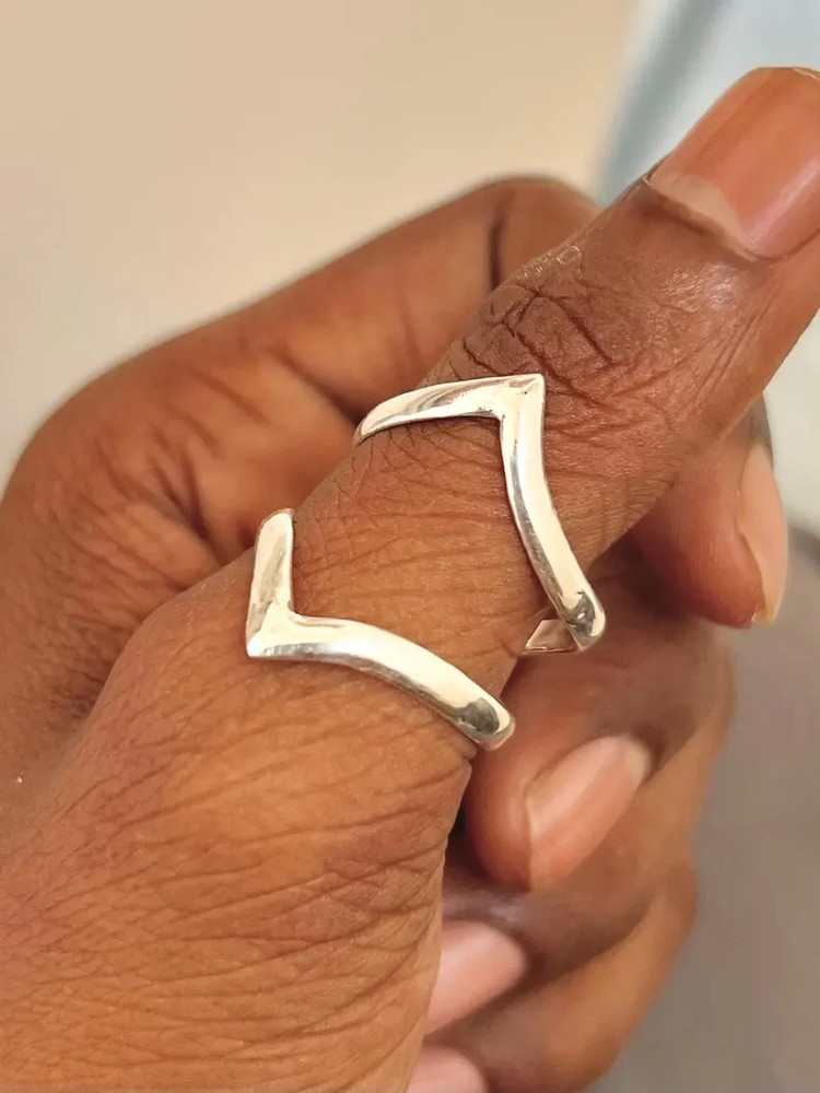 Chevron Ring, 925 Sterling Silver Ring, Splint Knuckle Ring, Adjustabl All size
