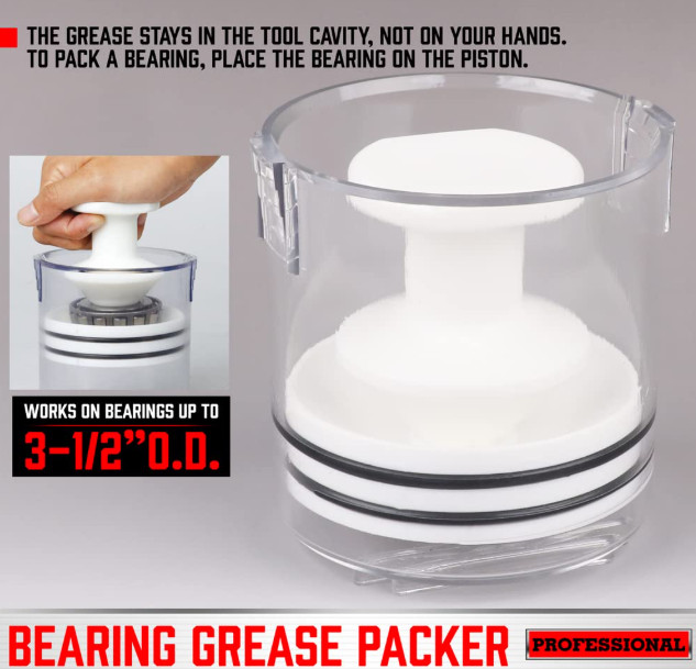 Premium Bearing Packer Kit - Effortlessly Flushes Old Grease and Repacks Wheel -
