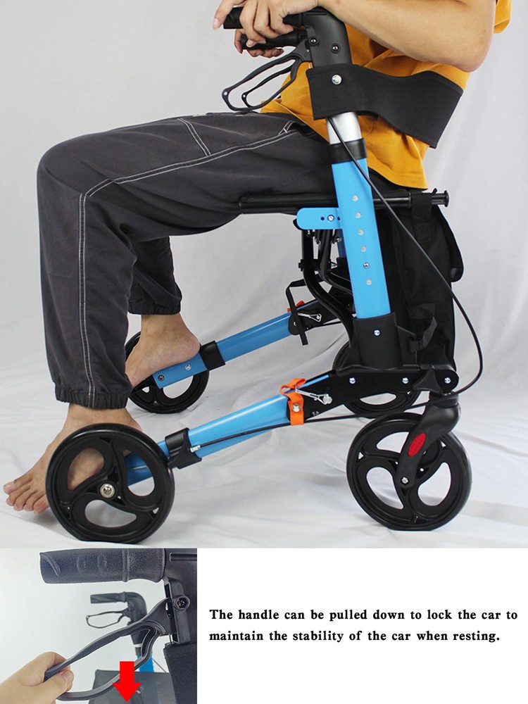 6-Level Adjustable Seat 8-Wheel Foldable Rollator Walker Mobility Aid