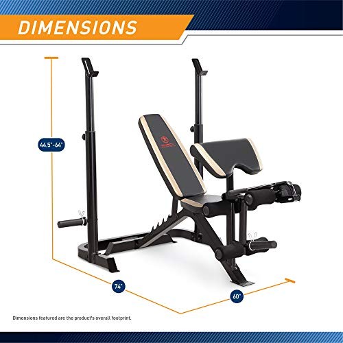 Adjustable Olympic Weight Bench with Leg Developer and Squat Rack MD-879
