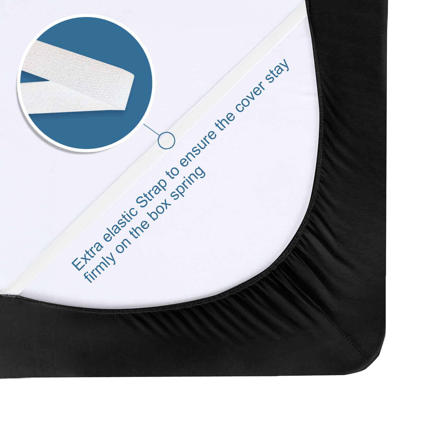 Box Spring Cover with Smooth Elastic Woven Washable Black Twin/Full/Queen/King