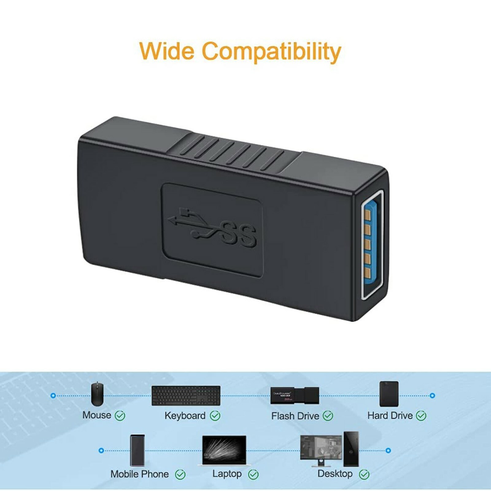 New USB 3.0 Type A Female to Female Adapter Coupler Gender Changer Connector US