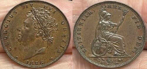 NICE CHOICE AU+ 1826 GREAT BRITAIN FARTHING