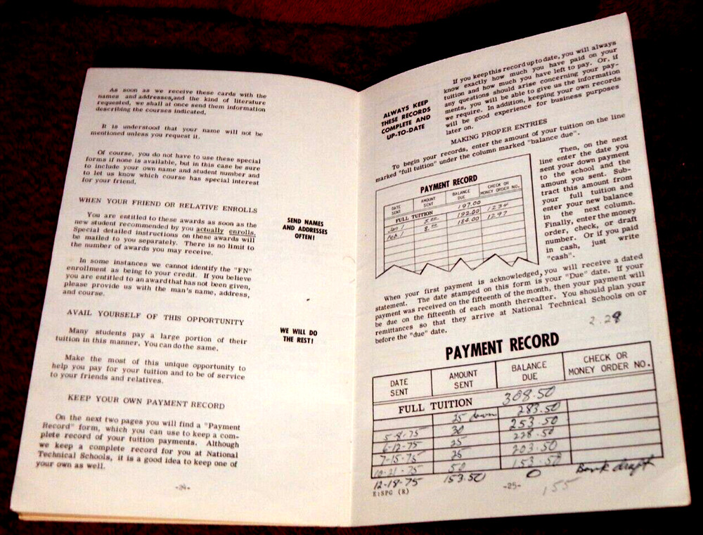 Vintage National Technical Schools Student Guide Book