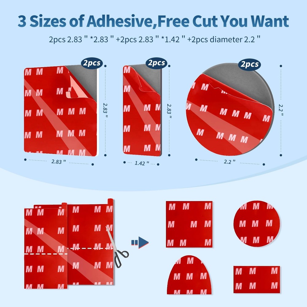 6 Pcs Dash Cam Adhesive Pads, Double Sided Pads for Car Red