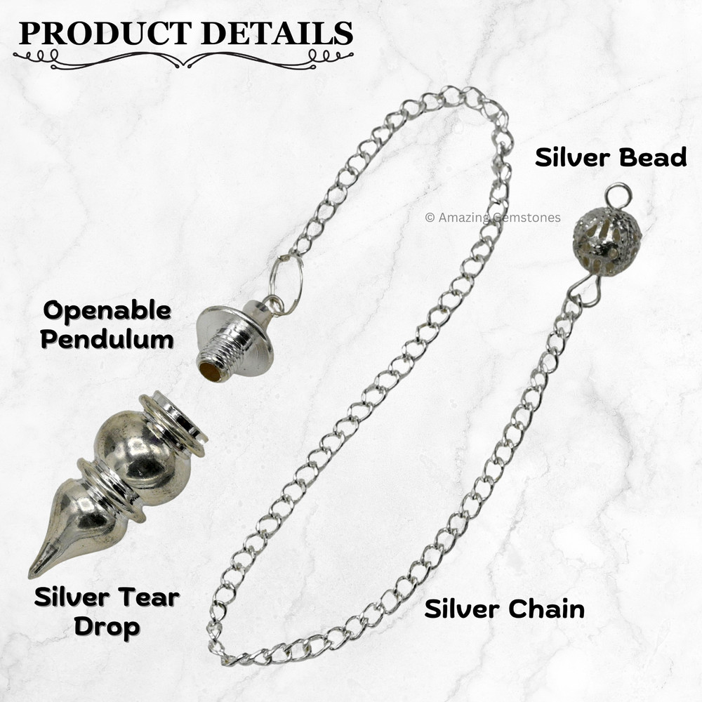 Silver Tear Drop Steel Copper Pendulum for Divination