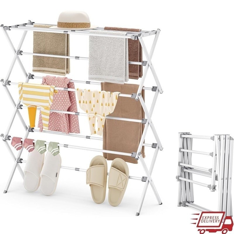Expandable Foldable Clothes Drying Rack Indoor Outdoor Laundry Easy Assembly New