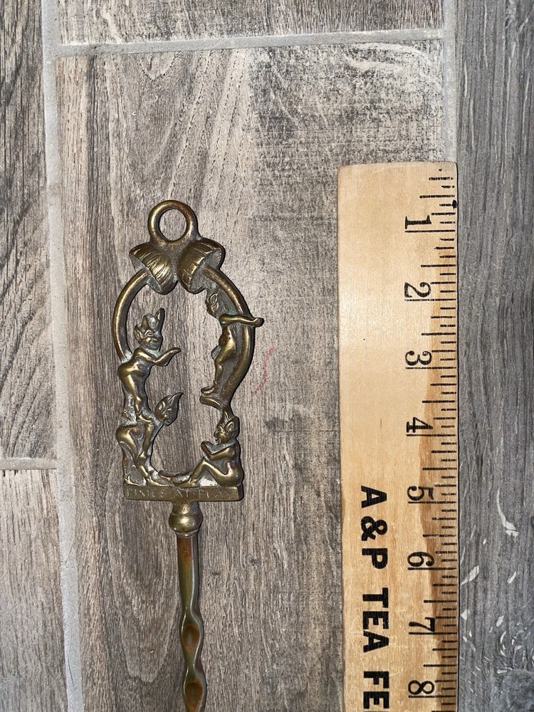 Pixie Pixies At Play Antique Fire Poker Brass