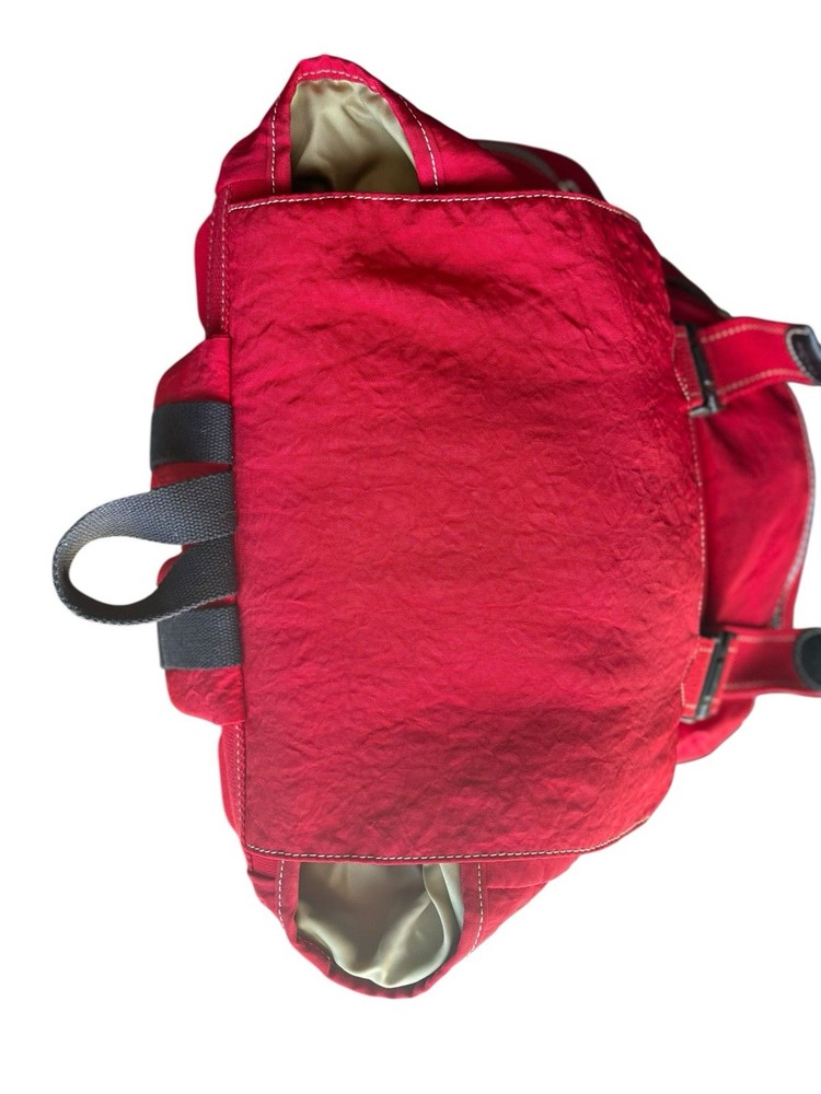 VTG 90’s Kipling Red Nylon Backpack Large Flap Buckle Drawstring Padded Back