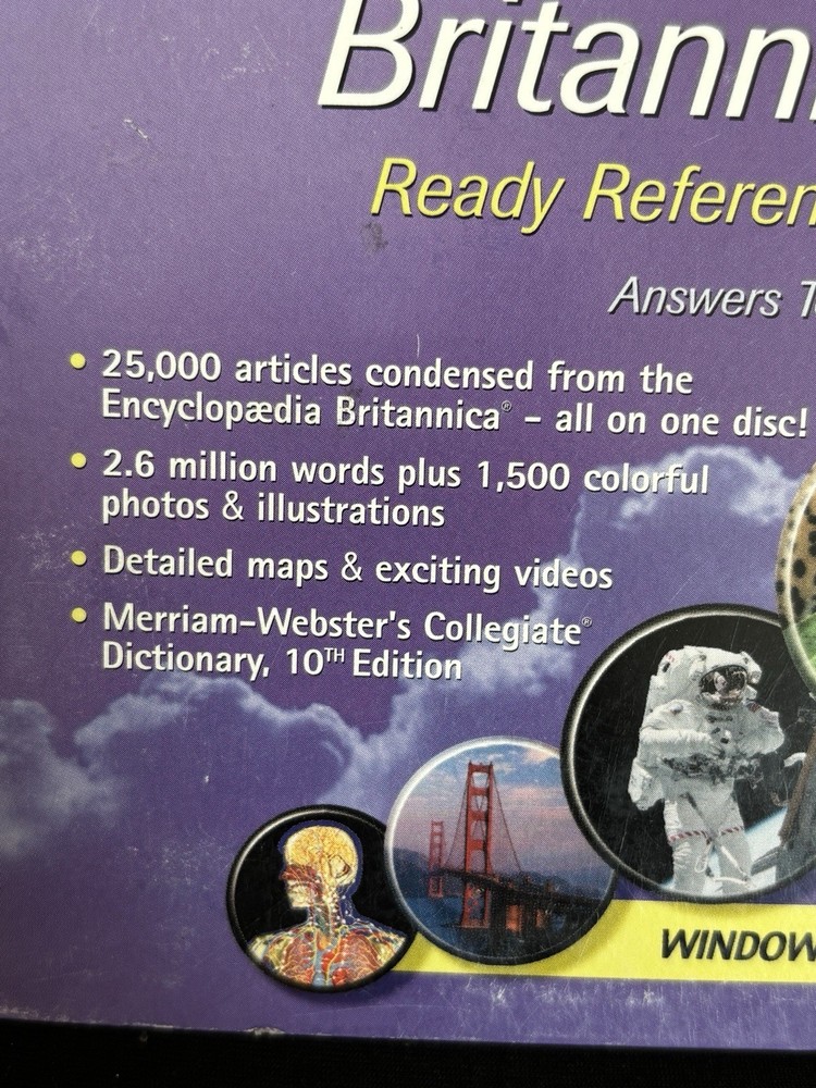 Encyclopaedia Britannica Ready Reference PC Mac CD ROM VTG 2002 Cardboard Case
