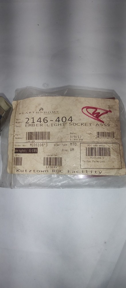 Ember Light Socket Assy Part Number 2146-404