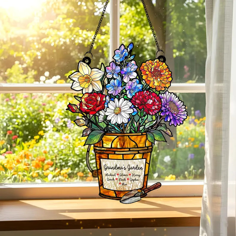 Custom Birth Flower Personalized Acrylic Suncatcher Gift