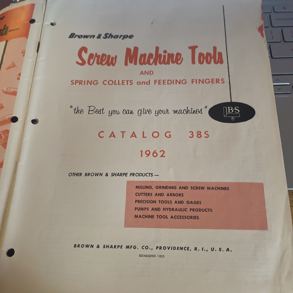 Browne & Sharpe Screw Machine Tools Catalog 38S, 1962