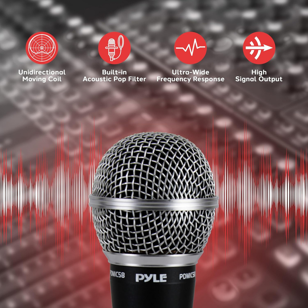 Microphone, Dynamic Cardioid, XLR Cable Included, Unidirectional, Rugged Constru