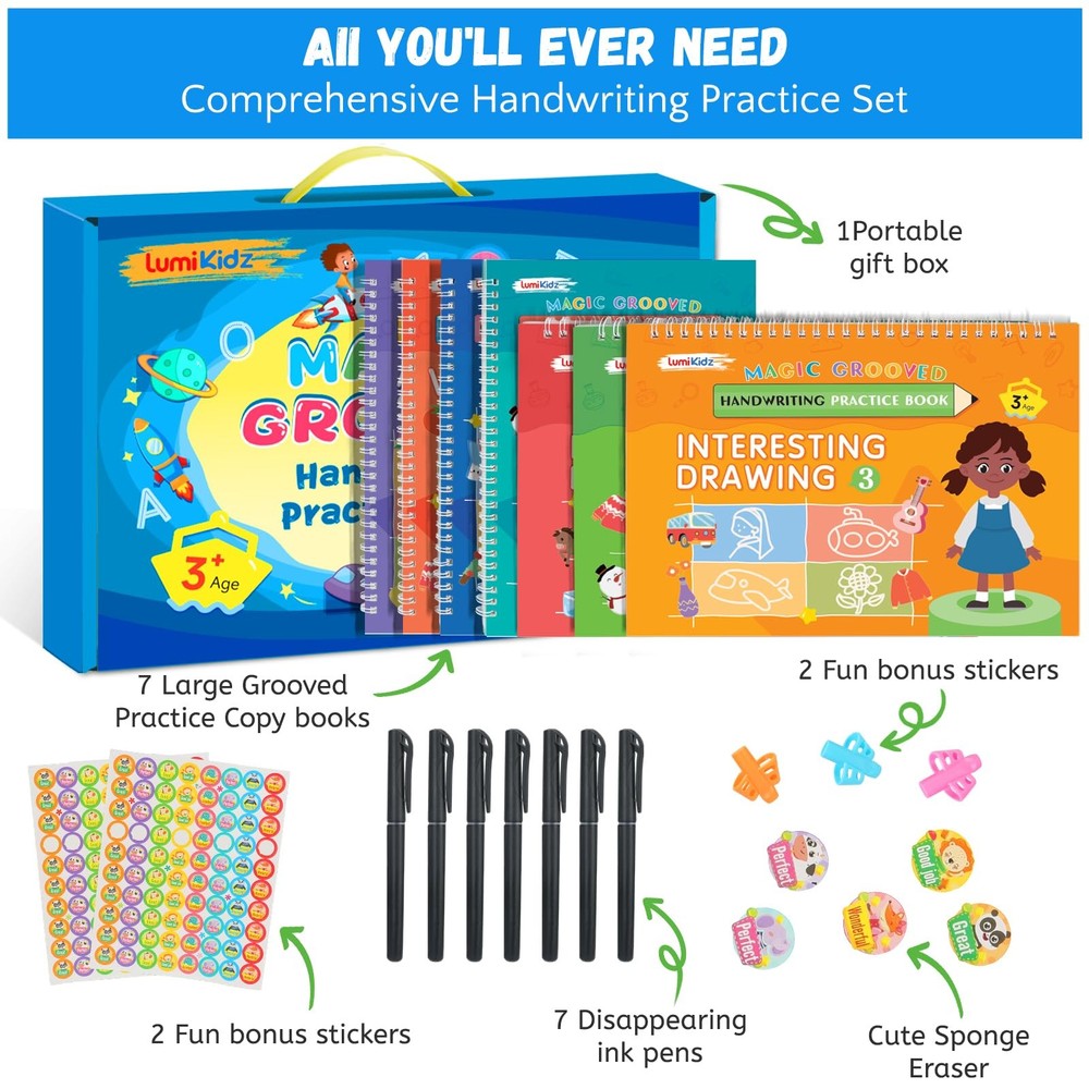 Magic Grooved Writing Practice for Ages 3-8, Handwriting Practice...