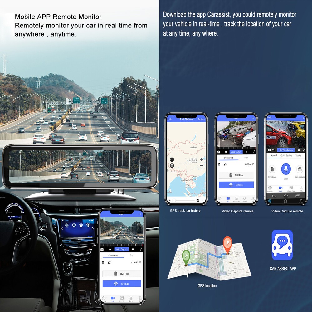 4 cameras recording Android 8.1 mirror dash camera video recorder dashboard DVR