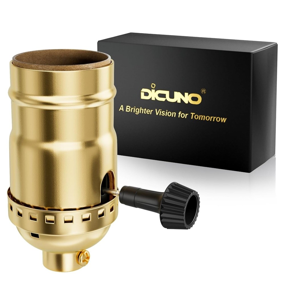Elegantly Designed Gold E26 Socket - 3-Way Adjustable for Table and Floor Lamps
