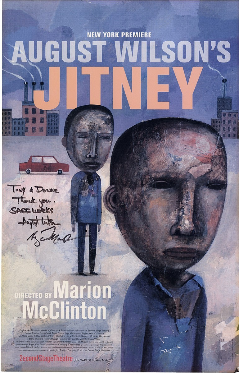 August Wilson (playwright) JITNEY [2000] Theatre window card poster