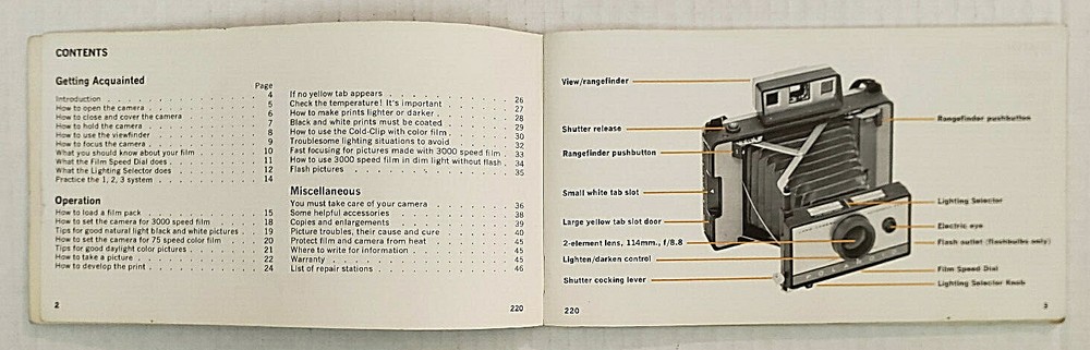 Polaroid Automatic 220 Land Camera Users Guide Printed USA 11/66