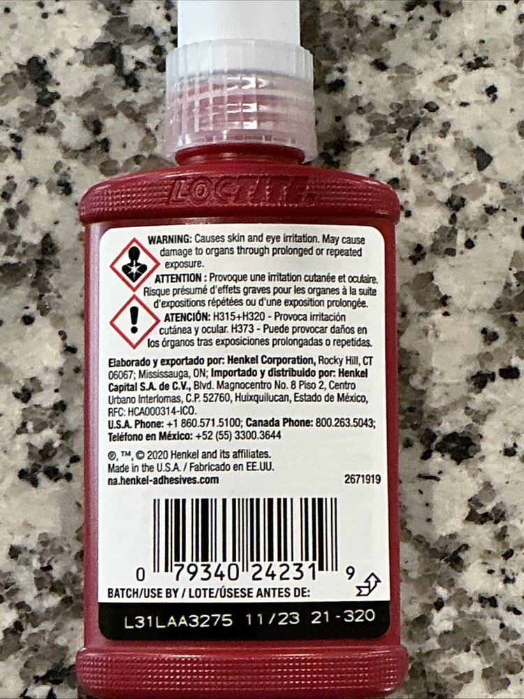Locktite 242 Blue Thread Locker .50 Ml.