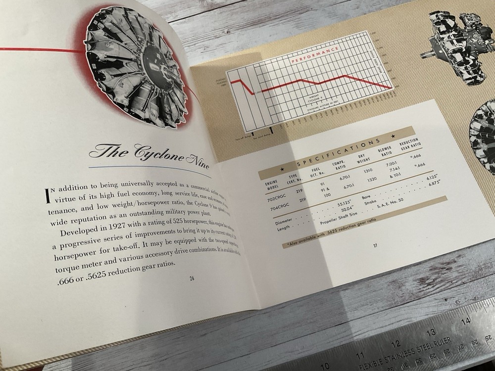 ORIGINAL WWII 1942 WRIGHT CYCLONES AIRCRAFT ENGINE BROCHURE